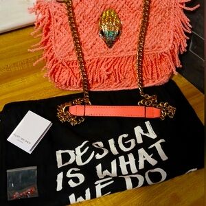 Kurt Geiger NWT Barbie Pink Crochet Bag with Large Raven Head with Dustbag